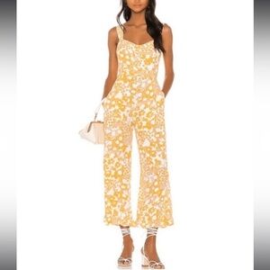 Faithfull The Brand Yellow Floral Jumpsuit